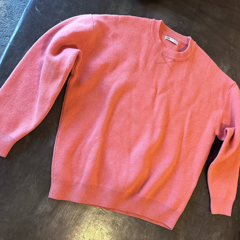Zara Coral Crewneck Sweater
